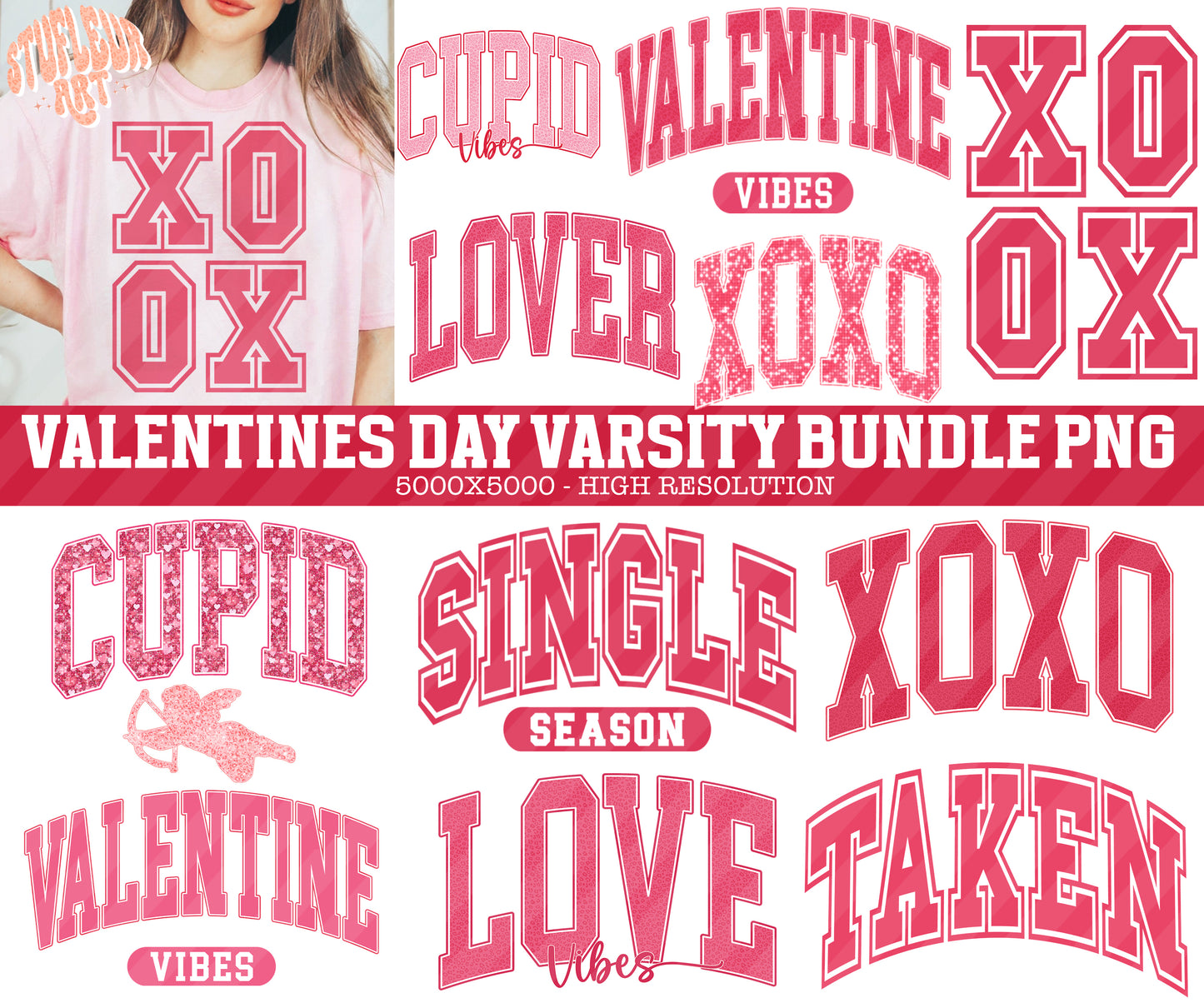 VARSITY Font Valentine's Day Sublimation Designs PNG Bundle by RetrovibZ