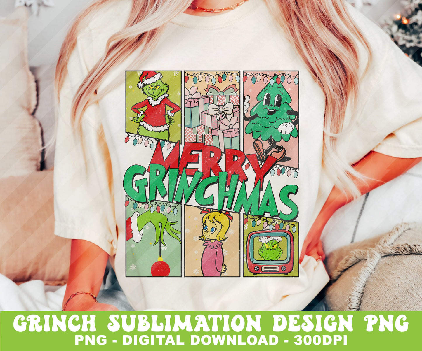 Green Grinch Christmas Sublimation Designs PNG Bundle by RetrovibZ