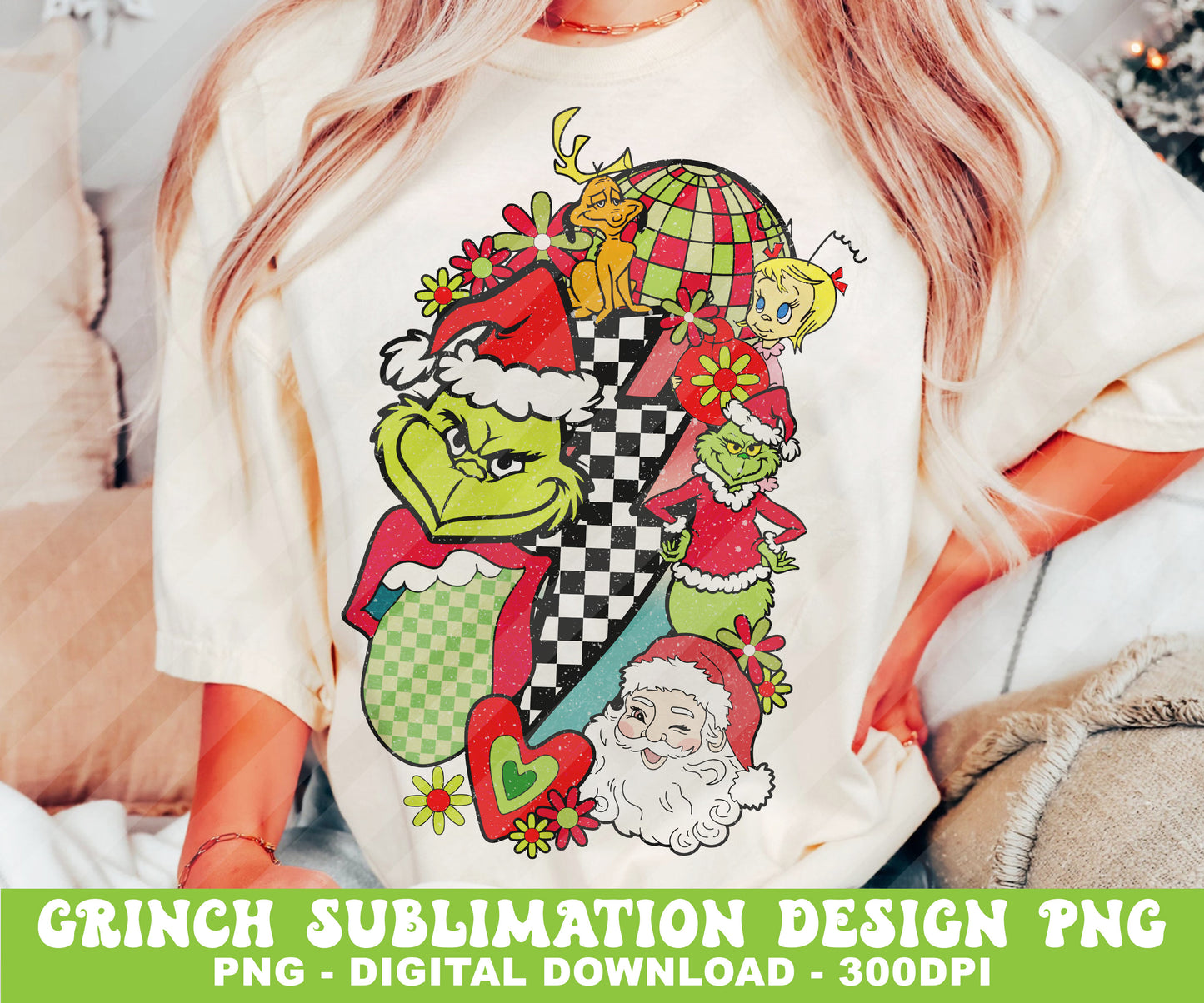 Green Grinch Christmas Sublimation Designs PNG Bundle by RetrovibZ