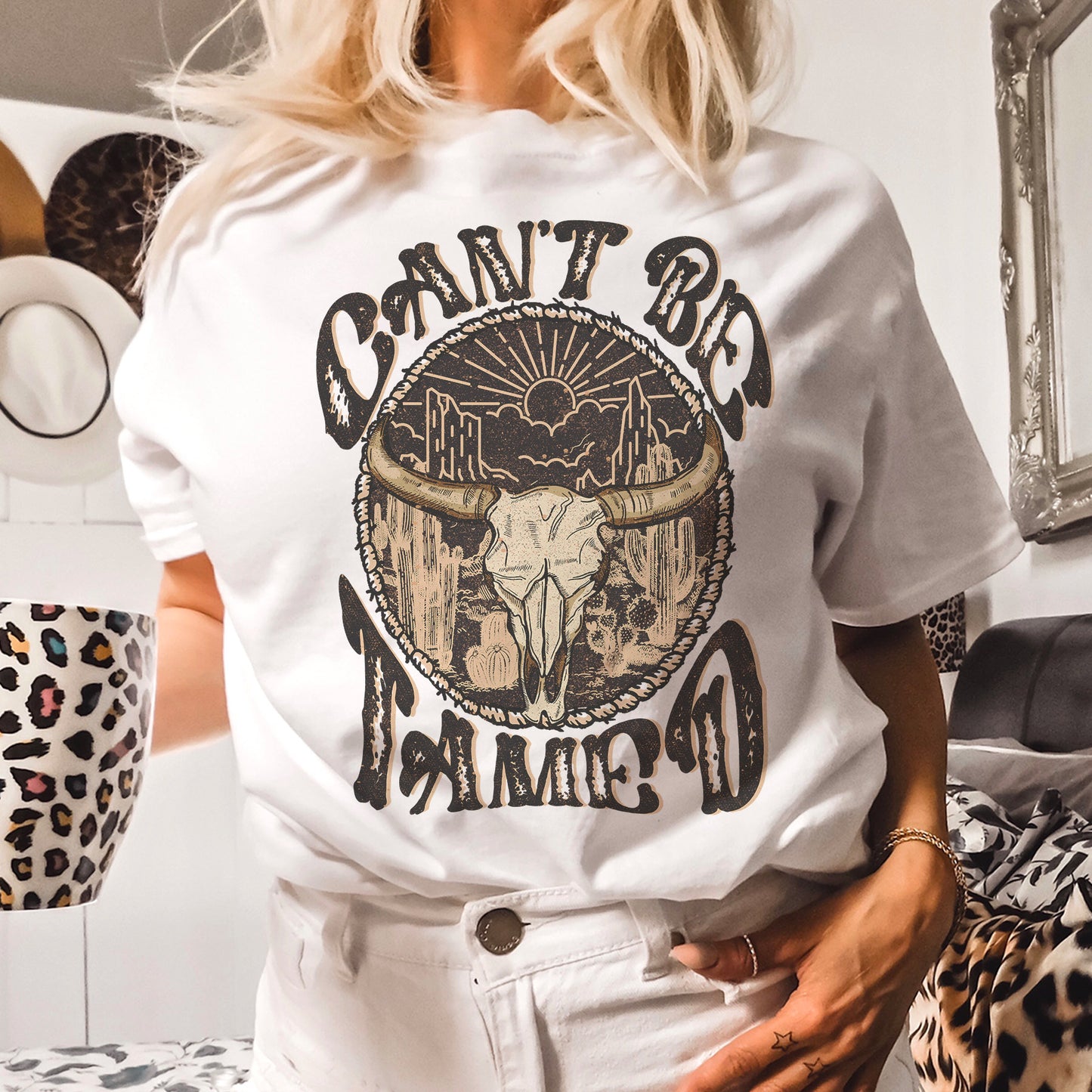 Can't Be Tamed png, Western cowboy png, Western png, Retro png, Cow Skull png, Desert png, country png,Sublimation Designs, digital download