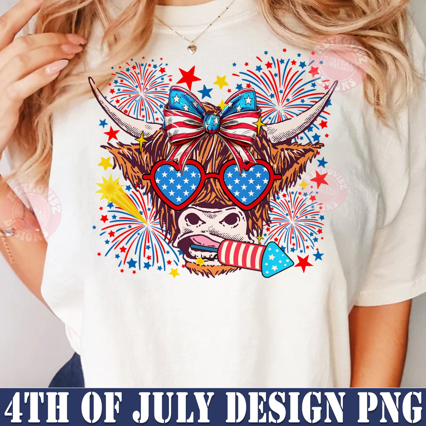 4th of july Highland Cow PNG, America Png, Highland Cow Sublimation Design, 4th of july png, Usa png, Western America Cow png